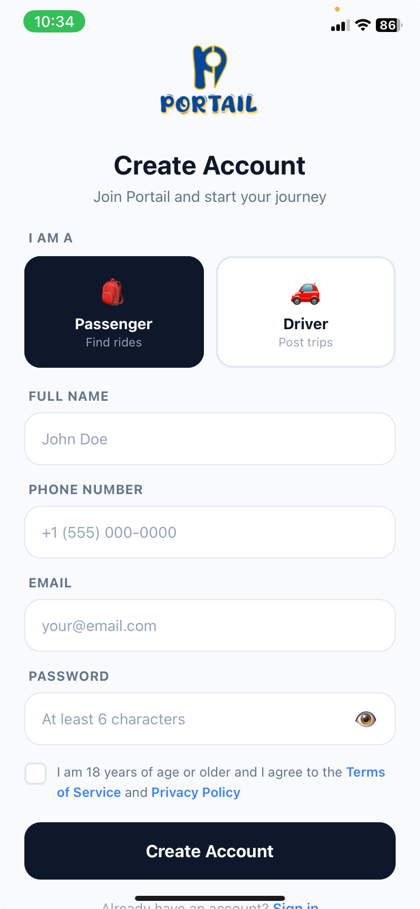 Create account